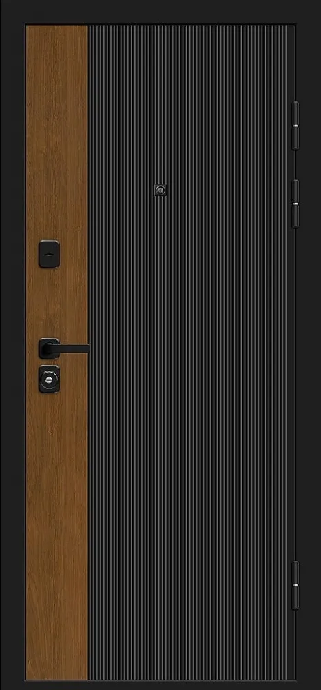 Фото Дверь Optim Z-2 Вертикаль Муар черный-Грецкий Орех/Белый BR6178